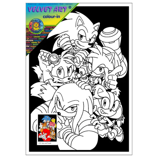 SONIC the HEDGEHOG Velvet Art Set, 12 Brush Pens, 5 Glitter and Glue