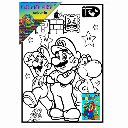 SUPER MARIO Velvet Art Set, 12 Brush Pens, 5 Glitter and Glue