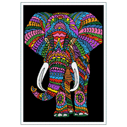 TANGLE - ELEPHANT Velvet Art Set, 12 Brush Pens, 5 Glitter and Glue