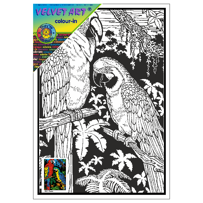 PARROT  Velvet Art Set, 12 Brush Pens, 5 Glitter and Glue