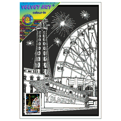 BLACKPOOL TOWER Velvet Art Set, 12 Brush Pens, 5 Glitter and Glue
