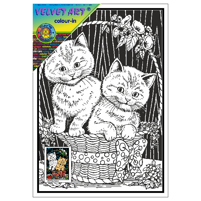 KITTEN in BASKET Velvet Art Picture