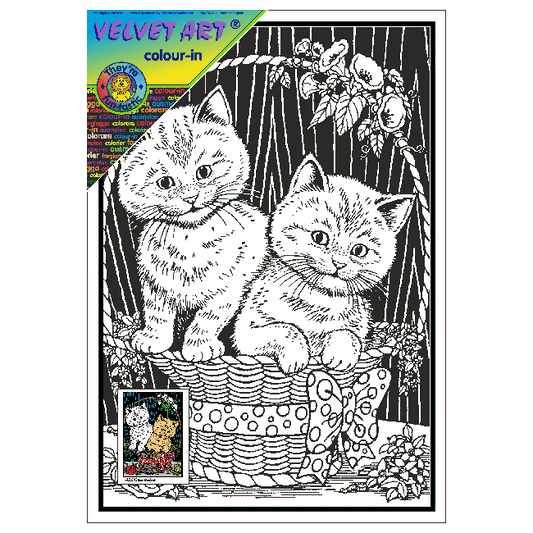 KITTEN in BASKET Velvet Art Picture