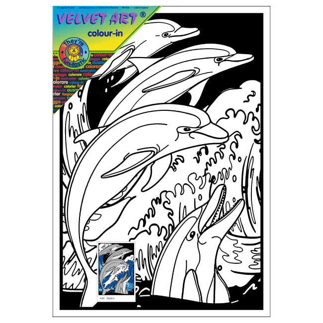 DOLPHIN Velvet Art Set, 12 Brush Pens, 5 Glitter and Glue