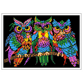 TANGLE - 3 OWLS Velvet Art Set, 12 Brush Pens, 5 Glitter and Glue