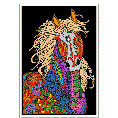 TANGLE - HORSE Velvet Art Set, 12 Brush Pens, 5 Glitter and Glue