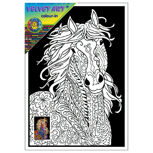 TANGLE - HORSE Velvet Art Set, 12 Brush Pens, 5 Glitter and Glue