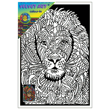 TANGLE - LION Velvet Art Set, 12 Brush Pens, 5 Glitter and Glue