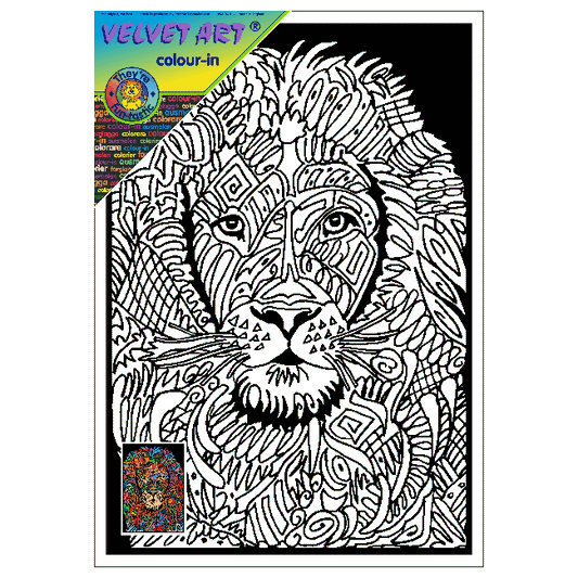 TANGLE - LION Velvet Art Set, 12 Brush Pens, 5 Glitter and Glue