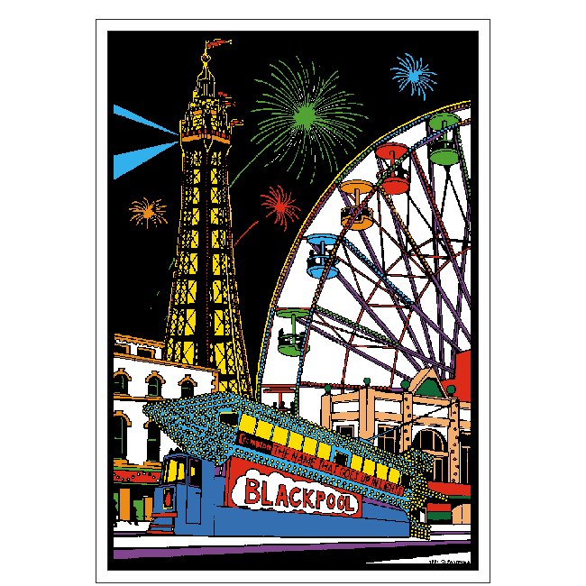 BLACKPOOL TOWER Velvet Art Set, 12 Brush Pens, 5 Glitter and Glue