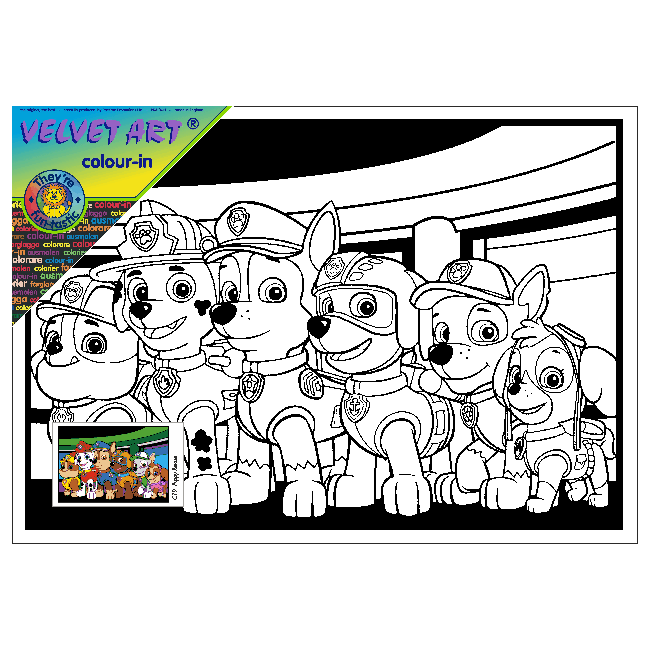 PAW PATROL and FRIENDS  Velvet Art Set, 12 Brush Pens, 5 Glitter and Glue