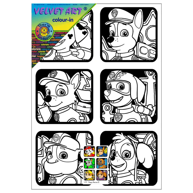 PAW PATROL - 6 Velvet Art Set, 12 Brush Pens, 5 Glitter and Glue