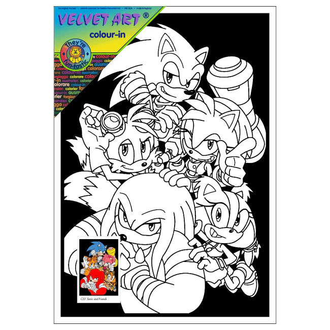 SONIC the HEDGEHOG Velvet Art Set, 12 Brush Pens, 5 Glitter and Glue