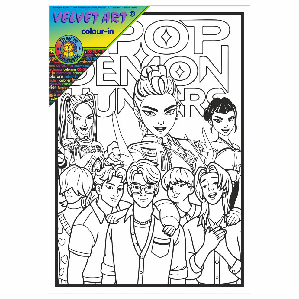K POP DEMON HUNTERS SQUAD Velvet Art Set, 12 Brush Pens, 5 Glitter and Glue
