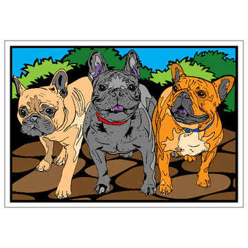 DOGS - FRENCHIES Velvet Art Set, 12 Brush Pens, 5 Glitter and Glue