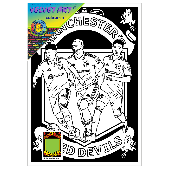 FOOTBALL - MAN UNITED Velvet Art Set, 12 Brush Pens, 5 Glitter and Glue