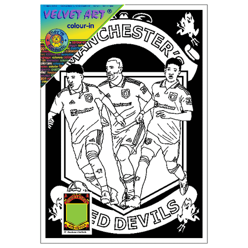 FOOTBALL - MAN UNITED Velvet Art Set, 12 Brush Pens, 5 Glitter and Glue