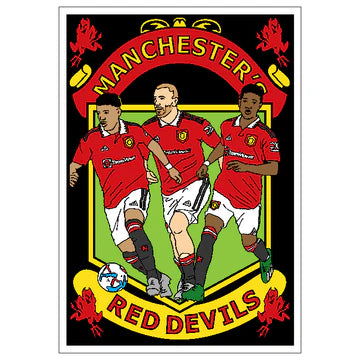 FOOTBALL - MAN UNITED Velvet Art Set, 12 Brush Pens, 5 Glitter and Glue