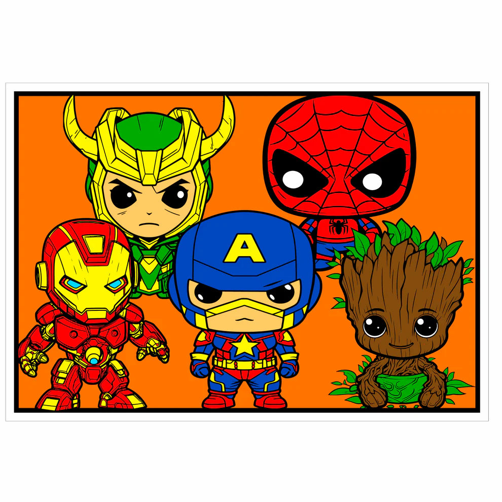FUNKY SUPERHEROES Velvet Art Picture