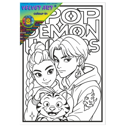 K POP DEMON HUNTERS - CAT Velvet Art Set, 12 Brush Pens, 5 Glitter and Glue