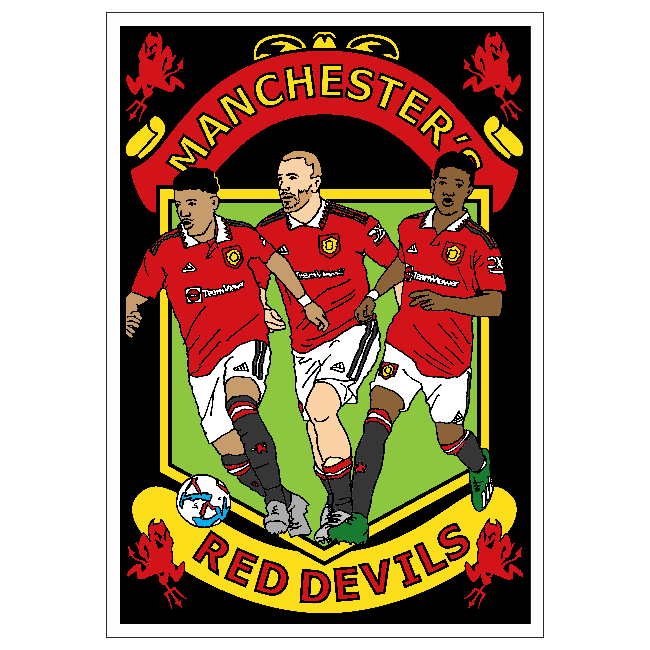 FOOTBALL - MANCHESTER UNITED Velvet Art Set, 12 Brush Pens, 5 Glitter and Glue
