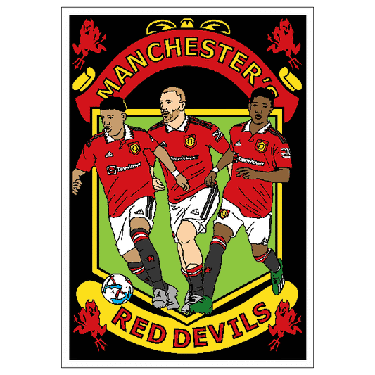 FOOTBALL - MANCHESTER UNITED Velvet Art Set, 12 Brush Pens, 5 Glitter and Glue