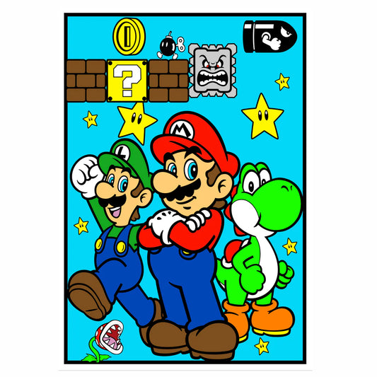 SUPER MARIO Velvet Art Set, 12 Brush Pens, 5 Glitter and Glue