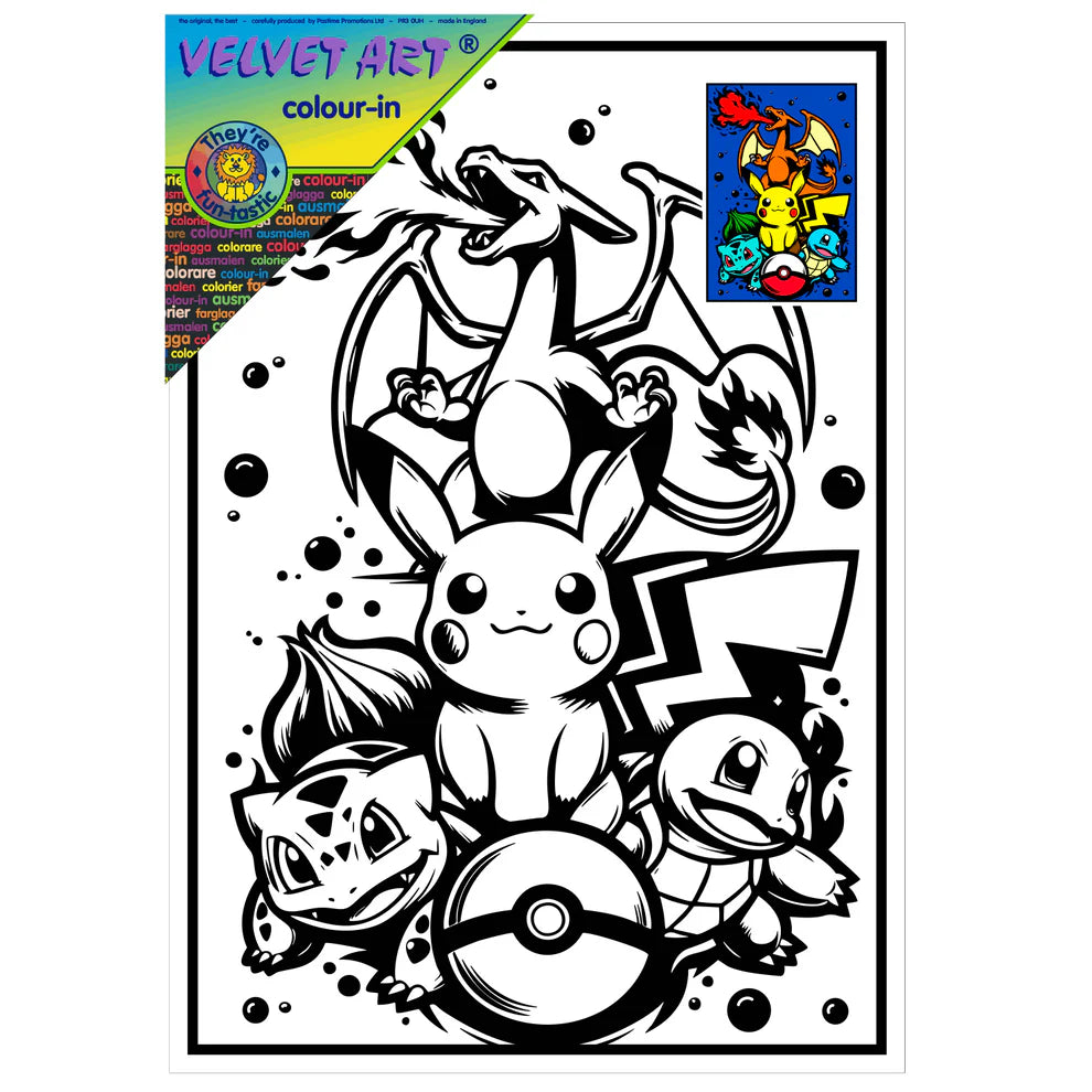 POKEMON - DRAGON  Velvet Art Set, 12 Brush Pens, 5 Glitter and Glue