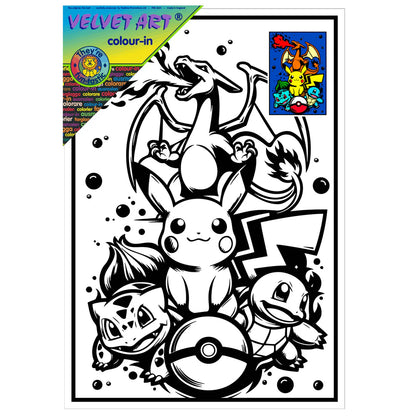 POKEMON - DRAGON  Velvet Art Set, 12 Brush Pens, 5 Glitter and Glue