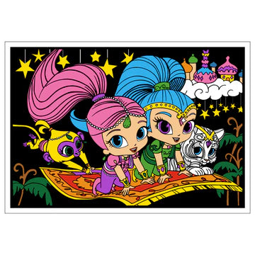 SHIMMER and SHINE  Velvet Art Set, 12 Brush Pens, 5 Glitter and Glue