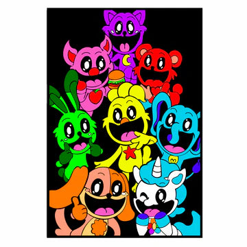 SMILING CRITTERS Velvet Art Set, 12 Brush Pens, 5 Glitter and Glue