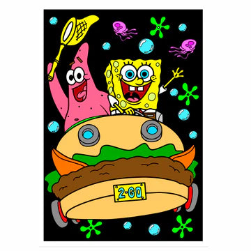 SPONGEBOB Velvet Art Set, 12 Brush Pens, 5 Glitter and Glue