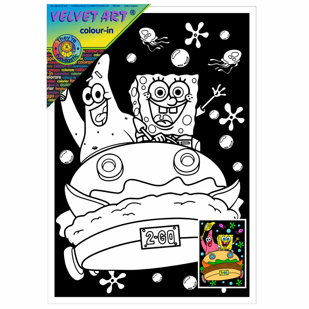 SPONGEBOB Velvet Art Set, 12 Brush Pens, 5 Glitter and Glue