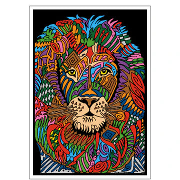 TANGLE - LION Velvet Art Set, 12 Brush Pens, 5 Glitter and Glue