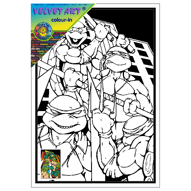 TURTLES Velvet Art Set, 12 Brush Pens, 5 Glitter and Glue