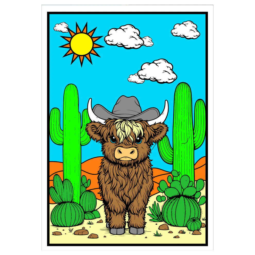 HIGHLAND COW Velvet Art Picture