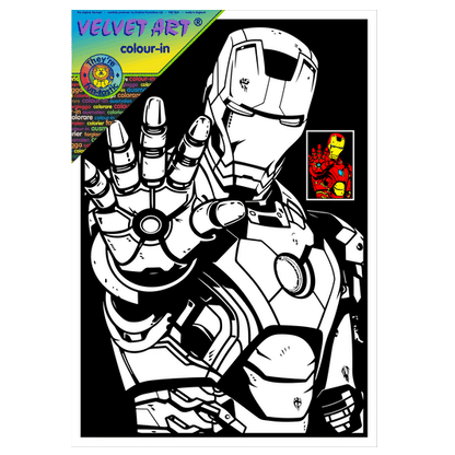 IRON MAN Velvet Art Set, 12 Brush Pens, 5 Glitter and Glue